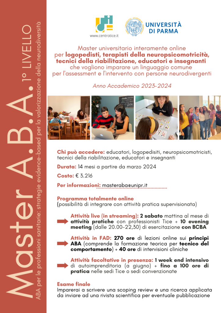 MASTER ABA <br>con l'Università degli Studi di Parma - Centro Tice Locandina informativa Master ABA primo livello